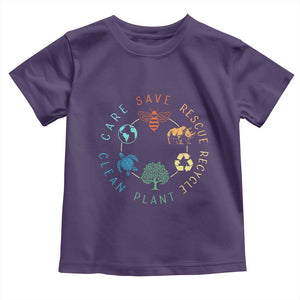 Save Bees Rescue Animals Recycle Plastic Toddler T Shirt Earth Day Protect The Environment TS02 Purple Print Your Wear