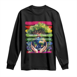 Earth Day Long Sleeve Shirt And I Think To Myself What A Wonderful World Rainbow TS02 Black Print Your Wear