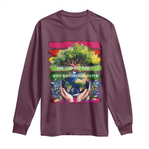 Earth Day Long Sleeve Shirt And I Think To Myself What A Wonderful World Rainbow TS02 Maroon Print Your Wear
