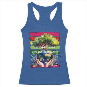 Earth Day Racerback Tank Top And I Think To Myself What A Wonderful World Rainbow TS02 Royal Blue Print Your Wear