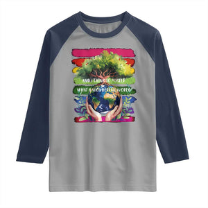 Earth Day Raglan Shirt And I Think To Myself What A Wonderful World Rainbow TS02 Sport Gray Navy Print Your Wear