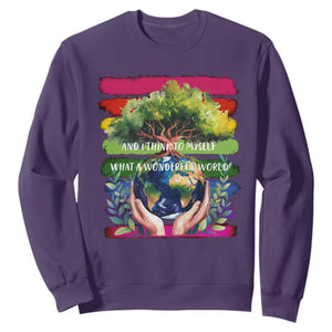Earth Day Sweatshirt And I Think To Myself What A Wonderful World Rainbow TS02 Purple Print Your Wear