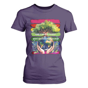 Earth Day T Shirt For Women And I Think To Myself What A Wonderful World Rainbow TS02 Purple Print Your Wear