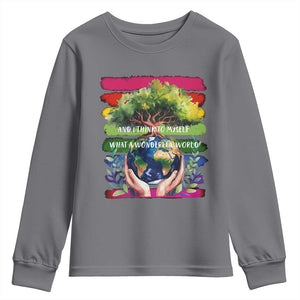 Earth Day Youth Sweatshirt And I Think To Myself What A Wonderful World Rainbow TS02 Charcoal Print Your Wear