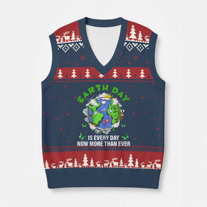 Earth Day Is Every Day V-Neck Knit Sweater Vest Now More Than Ever TS02 Navy Red Print Your Wear
