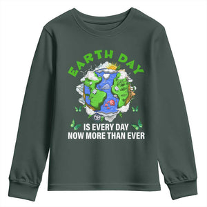 Earth Day Is Every Day Youth Sweatshirt Now More Than Ever TS02 Dark Forest Green Print Your Wear