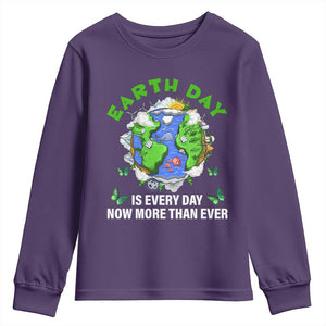 Earth Day Is Every Day Youth Sweatshirt Now More Than Ever TS02 Purple Print Your Wear