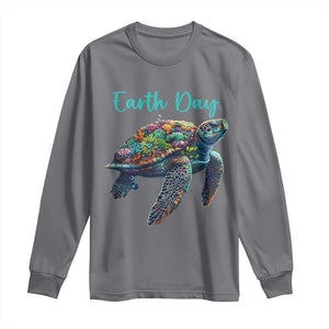 Sea Turtle Earth Day Long Sleeve Shirt Save The Earth TS02 Charcoal Print Your Wear