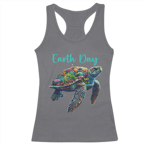 Sea Turtle Earth Day Racerback Tank Top Save The Earth TS02 Charcoal Print Your Wear