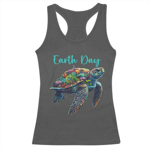 Sea Turtle Earth Day Racerback Tank Top Save The Earth TS02 Dark Heather Print Your Wear