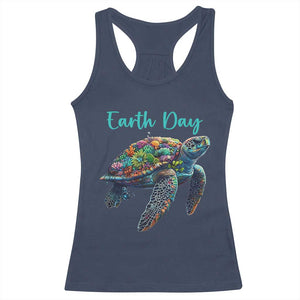 Sea Turtle Earth Day Racerback Tank Top Save The Earth TS02 Navy Print Your Wear