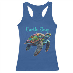 Sea Turtle Earth Day Racerback Tank Top Save The Earth TS02 Royal Blue Print Your Wear
