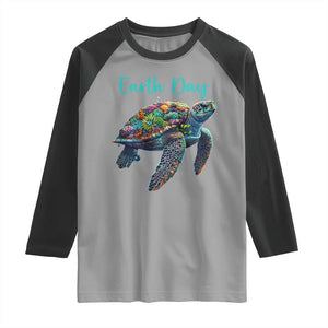 Sea Turtle Earth Day Raglan Shirt Save The Earth TS02 Sport Gray Black Print Your Wear