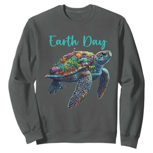 Sea Turtle Earth Day Sweatshirt Save The Earth TS02 Dark Heather Print Your Wear
