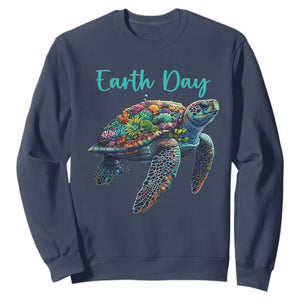 Sea Turtle Earth Day Sweatshirt Save The Earth TS02 Navy Print Your Wear