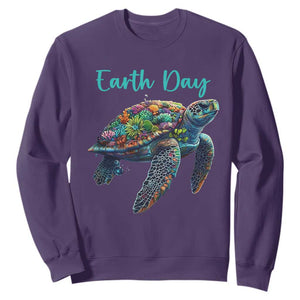 Sea Turtle Earth Day Sweatshirt Save The Earth TS02 Purple Print Your Wear