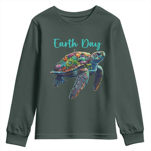 Sea Turtle Earth Day Youth Sweatshirt Save The Earth TS02 Dark Forest Green Print Your Wear