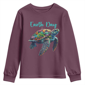 Sea Turtle Earth Day Youth Sweatshirt Save The Earth TS02 Maroon Print Your Wear