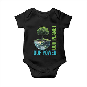 Our Power Our Planet Baby Onesie Earth Day 2025 TS02 Black Print Your Wear