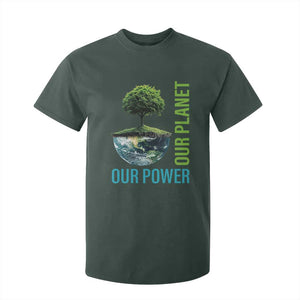 Our Power Our Planet T Shirt For Kid Earth Day 2025 TS02 Dark Forest Green Print Your Wear