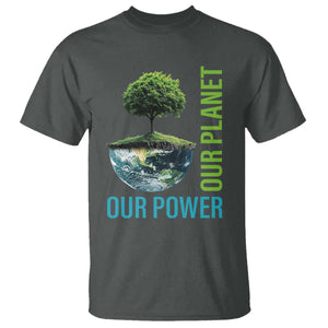 Our Power Our Planet T Shirt Earth Day 2025 TS02 Dark Heather Print Your Wear