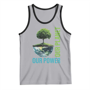Our Power Our Planet Tank Top Earth Day 2025 TS02 Athletic Heather Black Print Your Wear