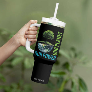 Our Power Our Planet Tumbler With Handle Earth Day 2025 TS02 Print Your Wear