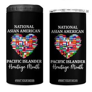 AAPI Heritage Month 4 in 1 Can Cooler Tumbler National Asian American and Pacific Islander Countries Flag Heart TS02 One Size: 16 oz Black Print Your Wear