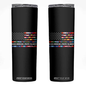 AAPI Heritage Month Skinny Tumbler Asian American and Pacific Islander USA Flag TS02 Black Print Your Wear