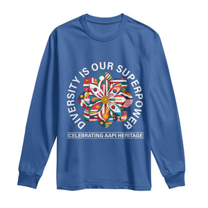 AAPI Heritage Month Long Sleeve Shirt Diversity Is Our Superpower Asian American and Pacific Islander TS02 Royal Blue Print Your Wear
