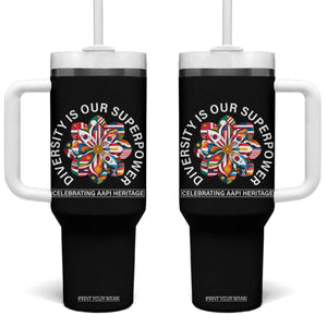 AAPI Heritage Month Tumbler With Handle Diversity Is Our Superpower Asian American and Pacific Islander TS02 One Size: 40 oz Black Print Your Wear