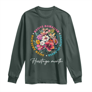 AAPI Heritage Month Long Sleeve Shirt Asian American Native Hawaiian Pacific Islander Vintage TS02 Dark Forest Green Print Your Wear