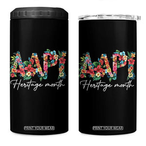 AAPI Heritage Month 4 in 1 Can Cooler Tumbler Retro Elegant Floral Asian American Pacific Islander TS02 One Size: 16 oz Black Print Your Wear