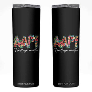 AAPI Heritage Month Skinny Tumbler Retro Elegant Floral Asian American Pacific Islander TS02 Black Print Your Wear