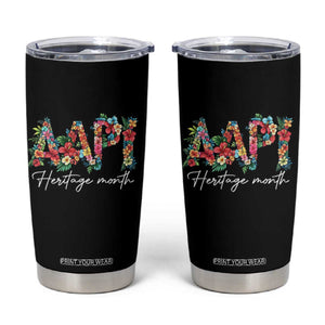AAPI Heritage Month Tumbler Cup Retro Elegant Floral Asian American Pacific Islander TS02 Black Print Your Wear