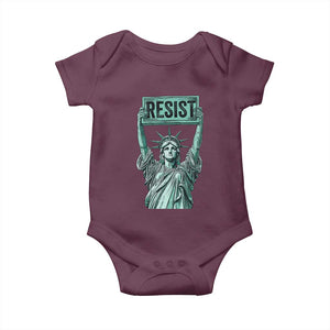Statue of Liberty Resist Baby Onesie Retro TS02 Maroon Print Your Wear