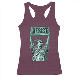 Statue of Liberty Resist Racerback Tank Top Retro TS02 Maroon Print Your Wear