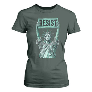 Statue of Liberty Resist T Shirt For Women Retro TS02 Dark Forest Green Print Your Wear