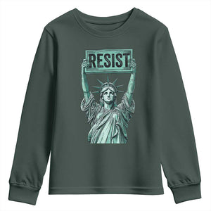 Statue of Liberty Resist Youth Sweatshirt Retro TS02 Dark Forest Green Print Your Wear