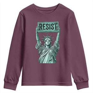 Statue of Liberty Resist Youth Sweatshirt Retro TS02 Maroon Print Your Wear