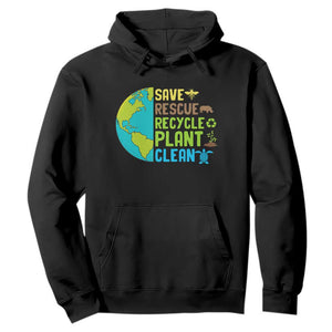 Earth Day Hoodie Save Bees Rescue Animals Recycle Plant Tree Planet Earth Day TS02 Black Printyourwear