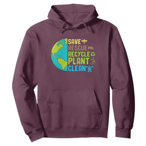 Earth Day Hoodie Save Bees Rescue Animals Recycle Plant Tree Planet Earth Day TS02 Maroon Printyourwear