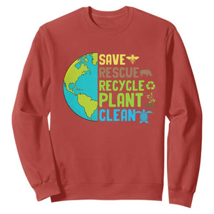 Earth Day Sweatshirt Save Bees Rescue Animals Recycle Plant Tree Planet Earth Day TS02 Red Printyourwear