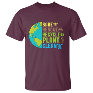 Earth Day T Shirt Save Bees Rescue Animals Recycle Plant Tree Planet Earth Day TS02 Maroon Printyourwear