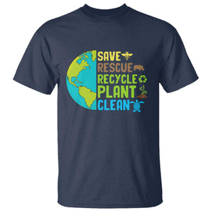 Earth Day T Shirt Save Bees Rescue Animals Recycle Plant Tree Planet Earth Day TS02 Navy Printyourwear