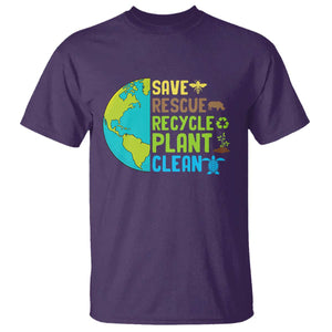 Earth Day T Shirt Save Bees Rescue Animals Recycle Plant Tree Planet Earth Day TS02 Purple Printyourwear