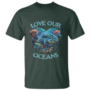 Earth Day T Shirt Love Our Oceans World Ocean Day Earth Day Crisis Environment TS02 Dark Forest Green Printyourwear