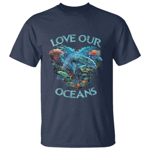Earth Day T Shirt Love Our Oceans World Ocean Day Earth Day Crisis Environment TS02 Navy Printyourwear