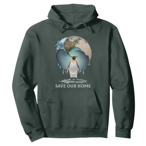 Earth Day Hoodie Animal Wildlife Conservation Penguin Save Our Home Earth Day TS02 Dark Forest Green Printyourwear