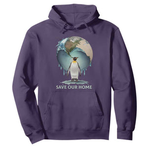 Earth Day Hoodie Animal Wildlife Conservation Penguin Save Our Home Earth Day TS02 Purple Printyourwear